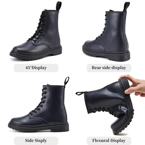 Bottes d'hiver pour femmes en cuir PU imperméable, rose, à lacets, bottes tendance pour femmes, chaussures en gros - Product Image 3