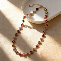Collier Tennis en Acier Inoxydable avec Zircons, Nouveauté Luxe, Design Trèfle Porte-Bonheur Diamanté, Chaînes Maillons Tendance, Vente en Gros