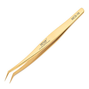 VETUS MCS Pinzas de Pestañas Doradas, Pinzas de Precisión, Extensión de Pestañas, Nano Agarre, 12, 15, 18, 19 - Product Image 6