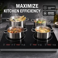 Gewerblicher 4-Brenner Induktionsherd 2200W 110V 220V Vier-Zonen Elektrokochfeld für Restaurant Hot Pot Buffet Küche