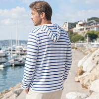 Vente en gros de sweats à capuche rayés pour hommes, personnalisés, 75% polyester, 19% nylon, 6% élasthanne, jersey léger, évacuation de l'humidité, UPF 50