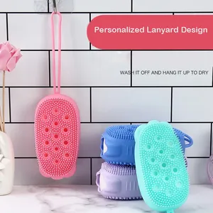 Modern Exfoliating All Natural Zenidoo Shower Bath Brush <b>Silicone</b> Double-sided Use Body Scrubber Cleaning <b>Tool</b> - Product Image 4