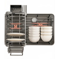Support d'évier mobile multifonctionnel moderne en acier au carbone robuste, thermolaqué, double couche, résistant à la rouille