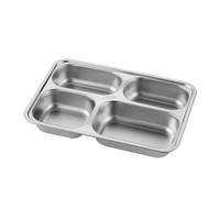 Plateau de service rapide Liyunda moderne rectangulaire personnalisé en acier inoxydable 304/201 à 2/3/4 compartiments pour portions divisées
