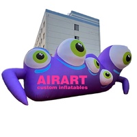 Mascotte gonflable géante démon multi-yeux violet, accessoire monstre d'Halloween pour la décoration de scène extérieure