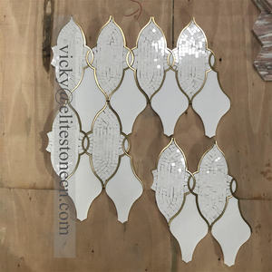 Messing mischung Thassos Wasserstrahl mosaik aus weißem Marmor für Wand boden dekor - Product Image 2