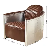 Fauteuil de salon moderne en cuir avec structure en aluminium, mobilier de maison confortable et durable