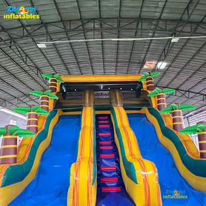 Perosotan Air Tiup Raksasa Dua Jalur Warna Biru Crush, Kualitas Komersial, Dapat Dilepas Pasang - Product Image 4