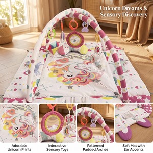 <span class=keywords><strong>Tapis</strong></span> de jeu licorne rêveuse pour nouveau-né avec piscine à balles, parc de jeu sécurisé pour tout-petits, enclos respirant avec murs de protection en maille, cadeau pour bébé - Product Image 3