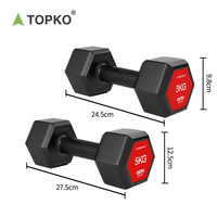 TOPKO — haltères hexagonales en caoutchouc, vente de france, ensemble pour homme et femme, haltère, fitness à domicile, 5kg 10kg 20kg