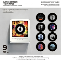 Album photo NFC personnalisé, lecteur de musique, aimant de réfrigérateur avec effet de lumière LED rotative, 9 disques NFC pour cadeau