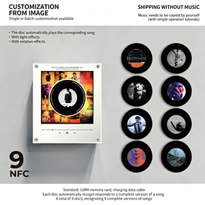 Album photo NFC personnalisé, lecteur de musique, aimant de réfrigérateur avec effet de lumière LED rotative, 9 disques NFC pour cadeau - Product Image 2