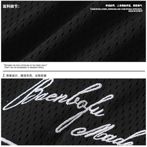 Camiseta de manga corta con cuello en V y bordado de letras retro americanas, unisex, de verano, a la moda, con malla y estilo deportivo holgado. - Product Image 5