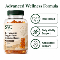 Gummies de L-Tyrosine 1000mg sans sucre à marque privée OEM, supplément végétal pour les acheteurs internationaux en gros