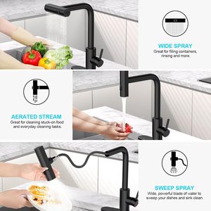 Grifos De Cocina De Acero inoxidable De un solo orificio negro mate <span class=keywords><strong>Grifo</strong></span> rociador De <span class=keywords><strong>alto</strong></span> flujo para fregadero para casa rodante de campo Lavandería RV Bar - Product Image 6