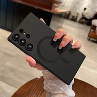 Étui magnétique de luxe en TPU+PC avec recharge sans fil pour S22 S23 S24 Ultra Plus, finition mate, antichoc, étanche, avec porte-cartes