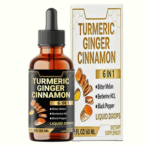 6-in-1 Turmeric <strong>Curcumin</strong> Dietary <strong>Supplement</strong> Drops 60ml - Ginger Cinnamon &amp; Black Pepper | Organic Vegan - Product Image 1
