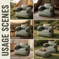 Nouveau design, canapé gonflable monoplace, chaise pneumatique 2 pièces en Drop Stitch, capacité 500 kg pour intérieur, camping, camping-car, salon