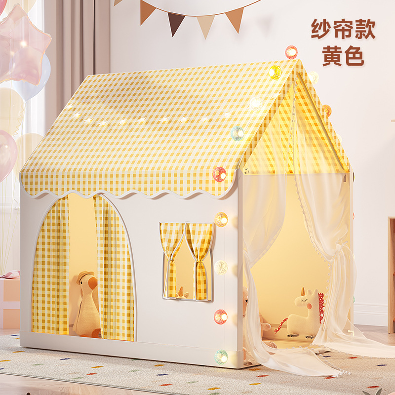 Yellow gauze curtain-tent crawling mat star light
