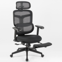 Chaise de bureau de direction ergonomique à dossier haut avec support lombaire en maille, pivotante, avec repose-pieds, confortable