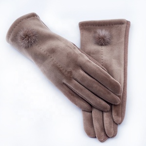 Venta caliente señoras púrpura Mies terciopelo tela pantalla táctil guantes de invierno - Product Image 6