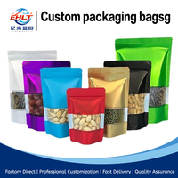 Sachet Doypack Personnalisé Imprimé Couleur Mat Métallisé en Mylar Refermable avec Fermeture Zip, Qualité Alimentaire, pour Noix, Graines et Fruits Secs