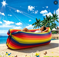 Fauteuil gonflable moderne à motif arc-en-ciel coloré - Canapé gonflable pliable pour les voyages et la détente en plein air
