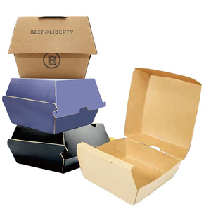 Caja para llevar hamburguesa brillante/Latte Matt laminado en relieve y lámina dorada impresa para alimentos-Juego de cajas para hamburguesas - Product Image 5