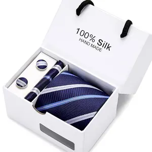 Produk Baru Saku Ledakan Persegi Kancing Manset Dasi Klip Dasi Sutra Dasi Mewah untuk Pria Set Kotak Hadiah
