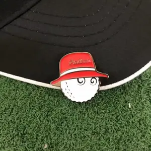 Grampo de chapéu personalizado estilo desenho animado com marcador de bola magnética esmaltada removível, acessório facilmente para boné de golfe