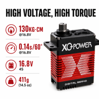 Servomoteur robotique industriel 130 kg XQ-POWER XQ-S9130D sans balais, engrenage en acier inoxydable, 16,8 V, couple élevé, pièces d'avion RC en aluminium CNC