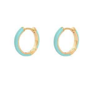 S925 Sterling <b>Silver</b> Simple Fashionable Classic Enamel <b>Huggie</b> Earrings - Product Image 4