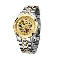 Montres mécaniques entièrement automatiques pour hommes, montres à cadran ajouré, montres élégantes, boîtier et bracelet en acier inoxydable, montres mécaniques classiques pour affaires