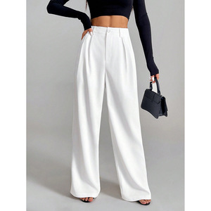 Pantalon décontracté ample taille haute à jambe large en polyester pour <span class=keywords><strong>femme</strong></span> - Collection Printemps - Product Image 5