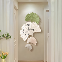 Gingko Feuille TV Fond Mur Art Décor À La Maison Peinture Horloge Créative Fine Sculpture Acrylique LED Peinture