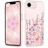 Étui transparent antichoc à motifs violets pour téléphones iPhone 14/15/16/17 Pro Max