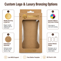 Boîte à languette centrale en carton kraft bronzé personnalisée avec fenêtre pour l'emballage de détail d'accessoires de mode