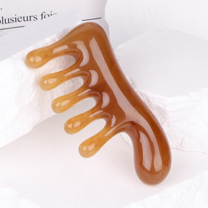 Venta caliente resina plástico peine acupresión masaje Gua Sha cabello cuero cabelludo masajeador para alivio del dolor de cabeza - Product Image 4