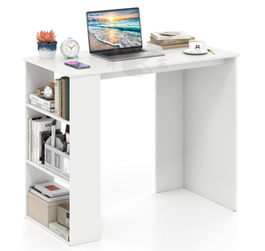 <span class=keywords><strong>Escritorio</strong></span> <span class=keywords><strong>Pequeño</strong></span> Blanco con Estantería de 3 Niveles, Mesa de Oficina Moderna y <span class=keywords><strong>Minimalista</strong></span> de Madera para Espacios Pequeños, Estudio, Sala de Estar, Dormitorio - Product Image 1
