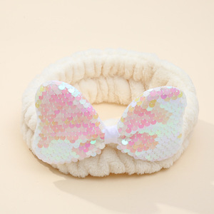 Serre-têtes personnalisés pour femmes et filles, en velours, avec nœud scintillant, colorés, doux et mignons, pour le maquillage et le spa - Product Image 4