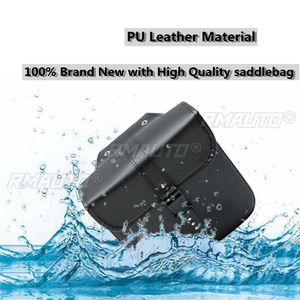 2X Motorcycle Saddlebags Side Tool Bag PU Leather Luggage Bag Saddle Bag Pouch Black Universal for Honda/Yamaha/Kawasaki/Suzuki - Product Image 2