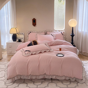 Sunny Home Textiel Rose Print + Zorgvuldige Machine + Prinses Stijl Bed Rok + Sprei Vier Stuk Beddengoed Dekbed set Sheet Set - Product Image 2