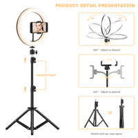 Ring Light dengan Tripod Stand Ringlight Pencahayaan Fotografi Lampu Kecantikan 10 Inch Lampu Selfie LED Ring Light