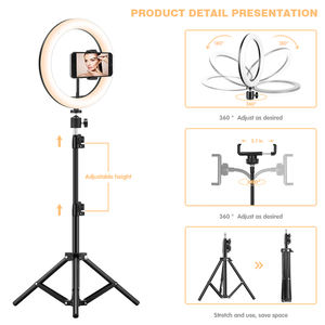 ไฟวงแหวนพร้อมขาตั้งกล้อง ไฟวงแหวนสำหรับถ่ายภาพ ขนาด 10 นิ้ว โคมไฟเสริมความงาม ไฟเซลฟี่แบบวงแหวน LED - Product Image 5