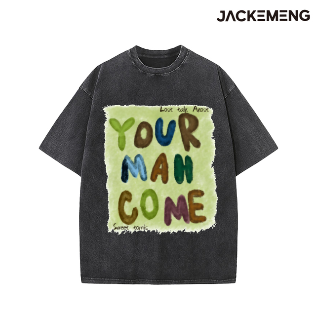 Oversized Washed Retro Artistic Letter Streetwear Print Tshirt USA Stock Wholesale Y2K Casual Tee