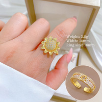Nouvelle bague tendance pour femme 2026, en laiton plaqué or 18 carats, sertie à griffes, motif trèfle à quatre feuilles, ajustable, ouverte, cadeau de mariage