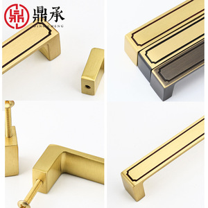 Poignée de meuble en laiton style chinois Dingcheng, barre de tirage dorée rose, noire, bronze antique, quincaillerie pour tiroirs - Product Image 3