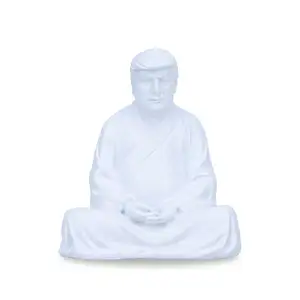 Grosir dengan harga murah website dekorasi-Kerajinan Resin Kreatif Patung Budha Trump Putih, Dekorasi Rumah Gaya Selebritas 2021 Patung 3D Trump