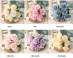 Ramo de Rosas Artificiales de 9 Cabezas a <span class=keywords><strong>Precio</strong></span> de Fábrica, Decoración de Boda, Rosas Holandesas de 9 cm de Diámetro - Product Image 3