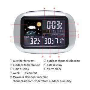 Estación Meteorológica Inalámbrica para interiores/exteriores, reloj despertador, mesa de escritorio electrónica, termómetro, higrómetro, calendario <span class=keywords><strong>Digital</strong></span> para bodas - Product Image 3
